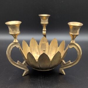 Elegant Vintage Brass Candle Holder Candelabra Planter